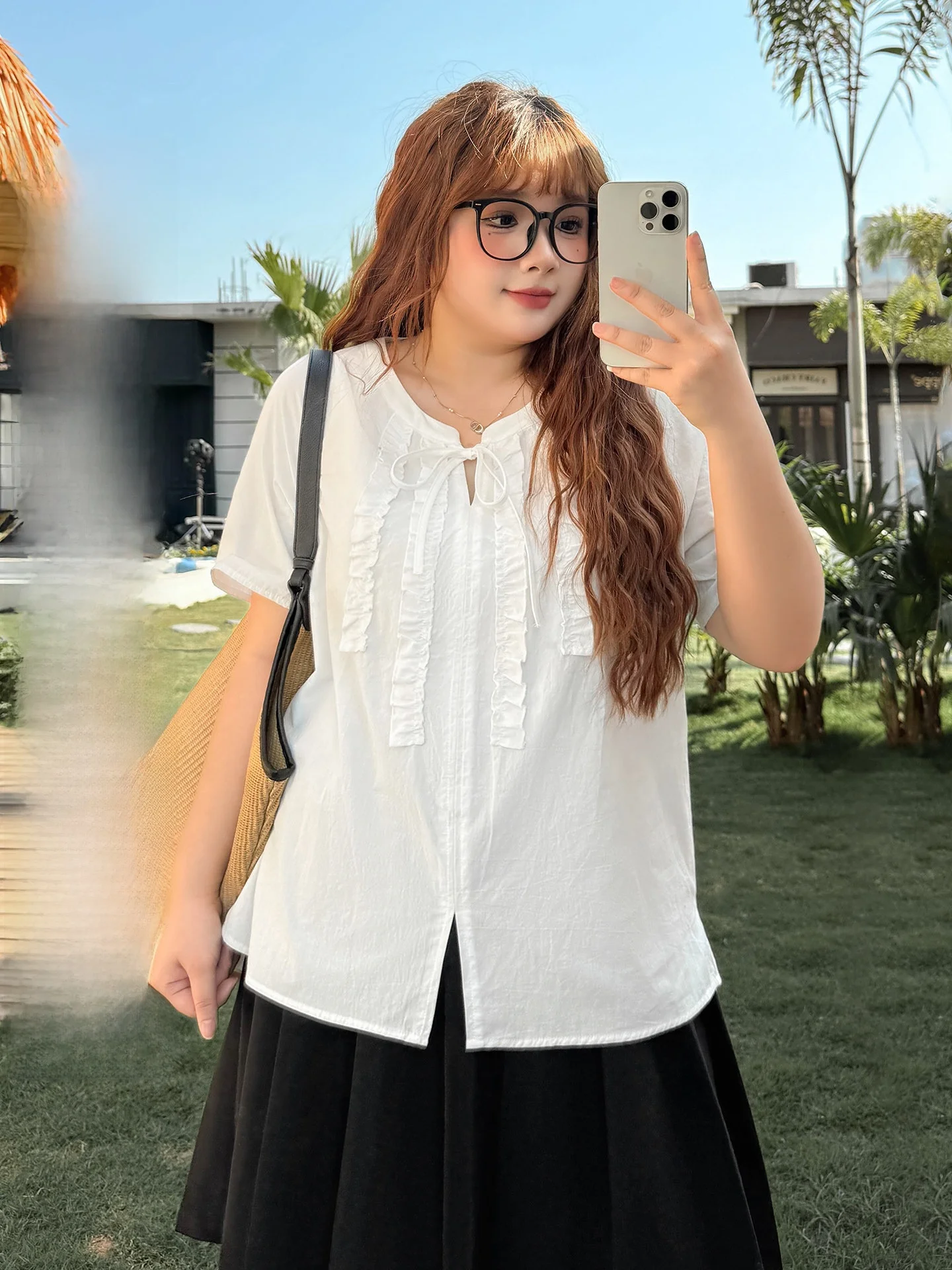 

Elegant Limited Edition plus Size Shirt Stylish Short Sleeve Cotton Blend Summer Top for Women Aged 30-34 Universal Fit