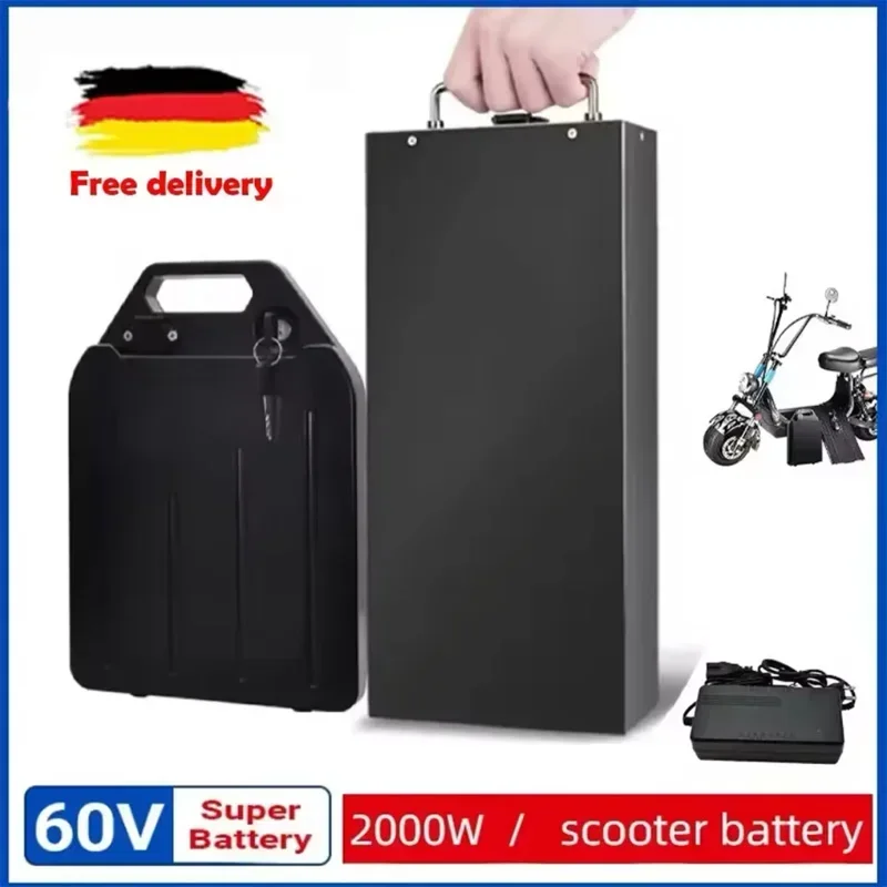 Original 60V 20Ah - 60Ah 18650 Electric Scooter Battery Pack for 250W~1500W Motorcycle + 67.2V Charger ,60V Harley battery