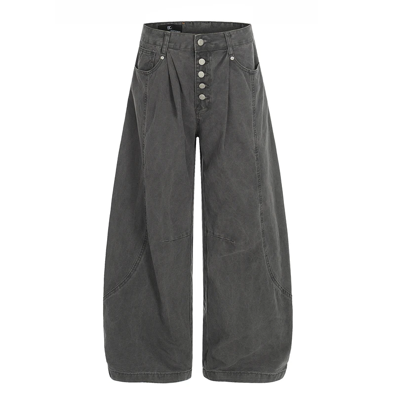 

GXFortune American Retro Waed Destructed Design Work Trousers Loose Casual Women's Knife Pants Cotton Casual Wear