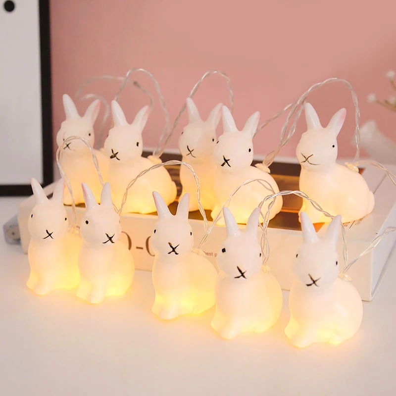 

1.5M Easter Bunny String Lights Battery Operated 10LED Rabbit Shaped Fairy Lights Battery Operated Home Party Decor Night Lamp