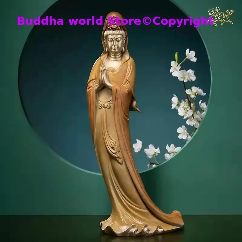 5A+ Asia high grade bronze ZI ZAI standing Guan yin Buddha Avalokitesvara Decorative statue HOME office Efficacious protection