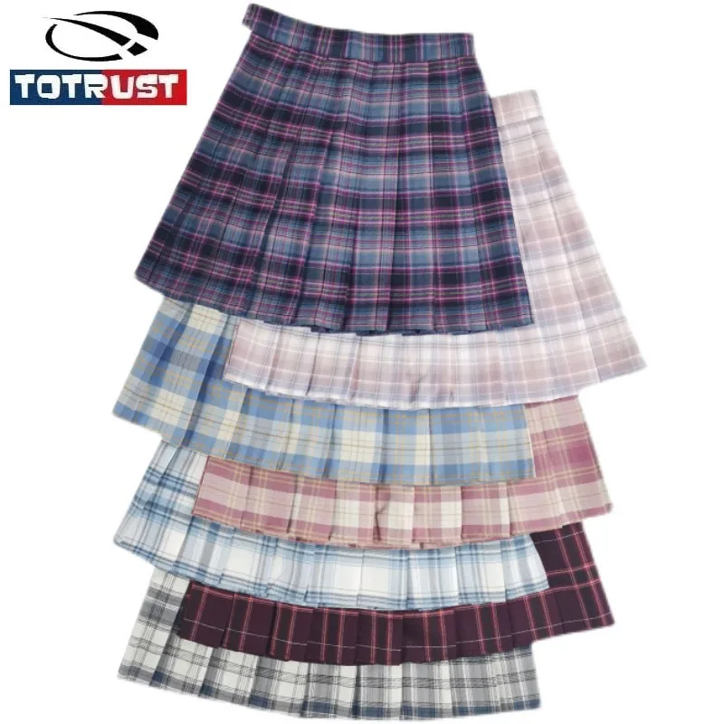 

Adjustable Women High Waist Plaid Mini Skirt Woman Short Pleated Skirts Sweet Kawaii Female Harajuku Chic Ladies Summer Skirts