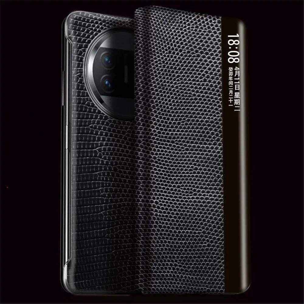 Wobiloo Luxury Real Lizard Skin Leather Flip Case for Huawei Mate X5/X3 Business Full Cover