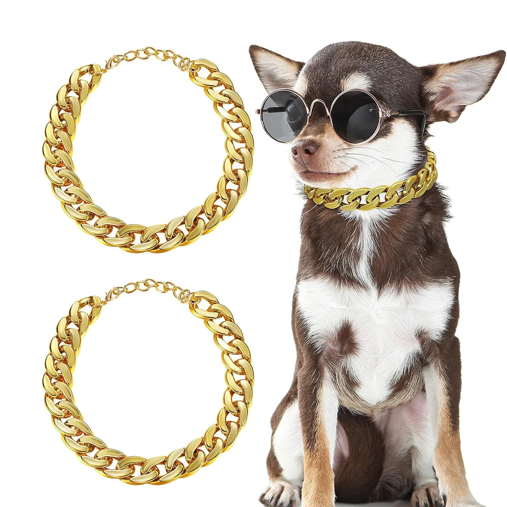 Dog Chain Gold Necklace Chain for Dogs ABS Plastic Dog Collar Puppy Costume for Dogs Lightweight Fashion Dog Jewelry Accessories