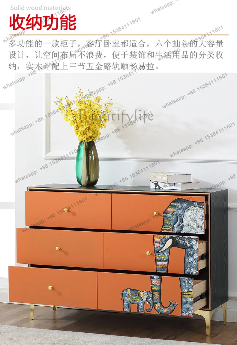 LD American light luxury six-chest cabinet living room foyer entrance bedroom storage drawer cabinet