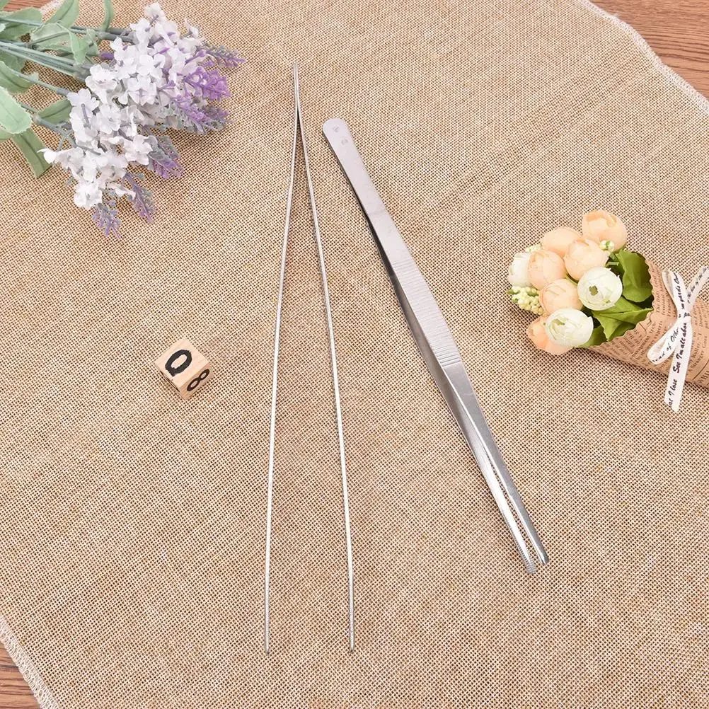 12.5-30cm Stainless Steel Medical Dental Precision Long Straight Forceps Tweezers Gardening Succulent Plants Clip DIY Plier Tool