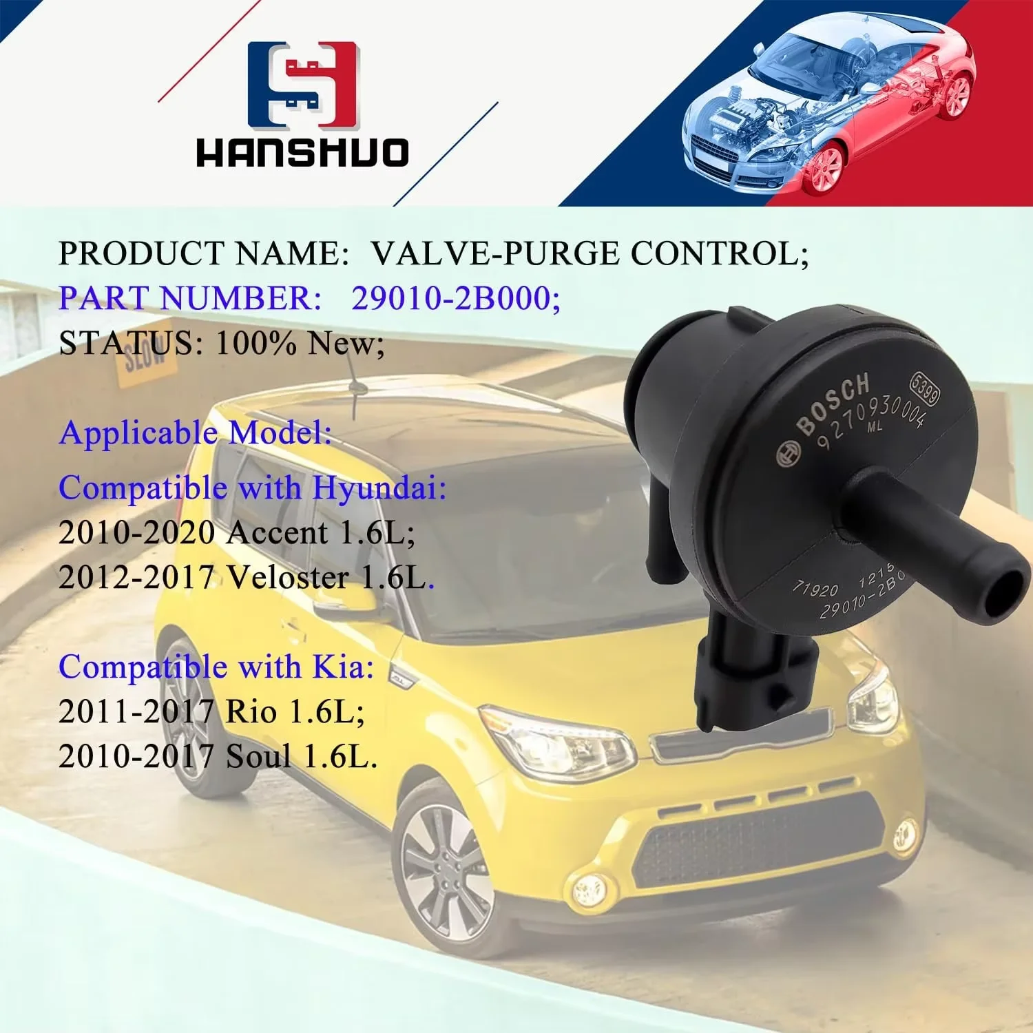 29010 2B000New 1 قطعة علبة بخار السيارة تطهير صمام الملف اللولبي 29010 2B000 290102 B000 29010-2B000 لكيا سول 2010-2012