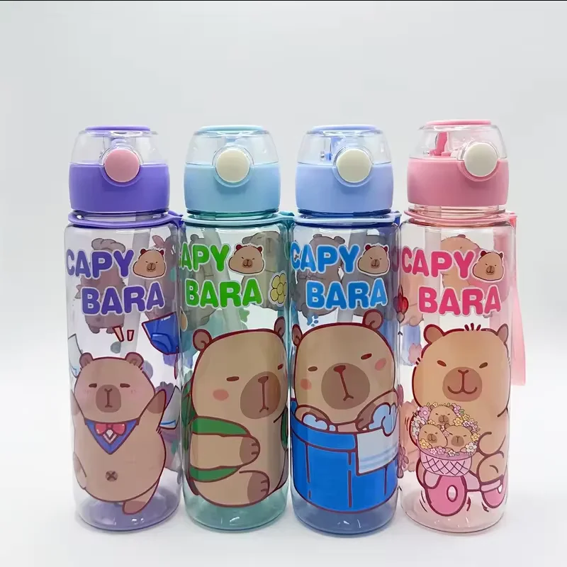 ขวดน้ําป้องกันการรั่วขนาด 700 มล. ขวดน้ําหมีที่น่าดึงดูดสายตาพร้อมสายคล้องคอ - แบบพกพาสําหรับกีฬาและฟิตเนส BPA ฟรี