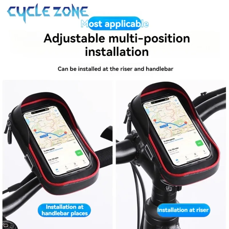 2 in 1 Bicycle Phone Holder Bag 360° Rotation Motorcycle Front Frame Phone Bracket Bike Bags Easy to Install Smartphone Bracket
