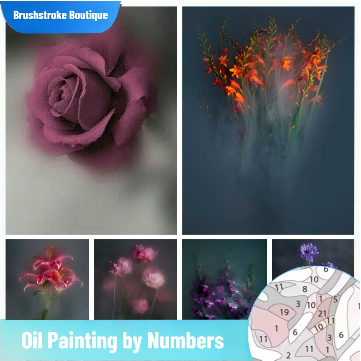 

Brushstroke Flower DIY digital oil painting life aesthetics adult simple handmade painting home wall decoration gift