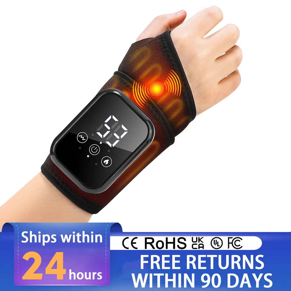 

Electric Heating Wrist Massager EMS Wrist Guard Wrist Support Strap Hot Compress 3 Levels Vibration Massage Smart Wrist Massager