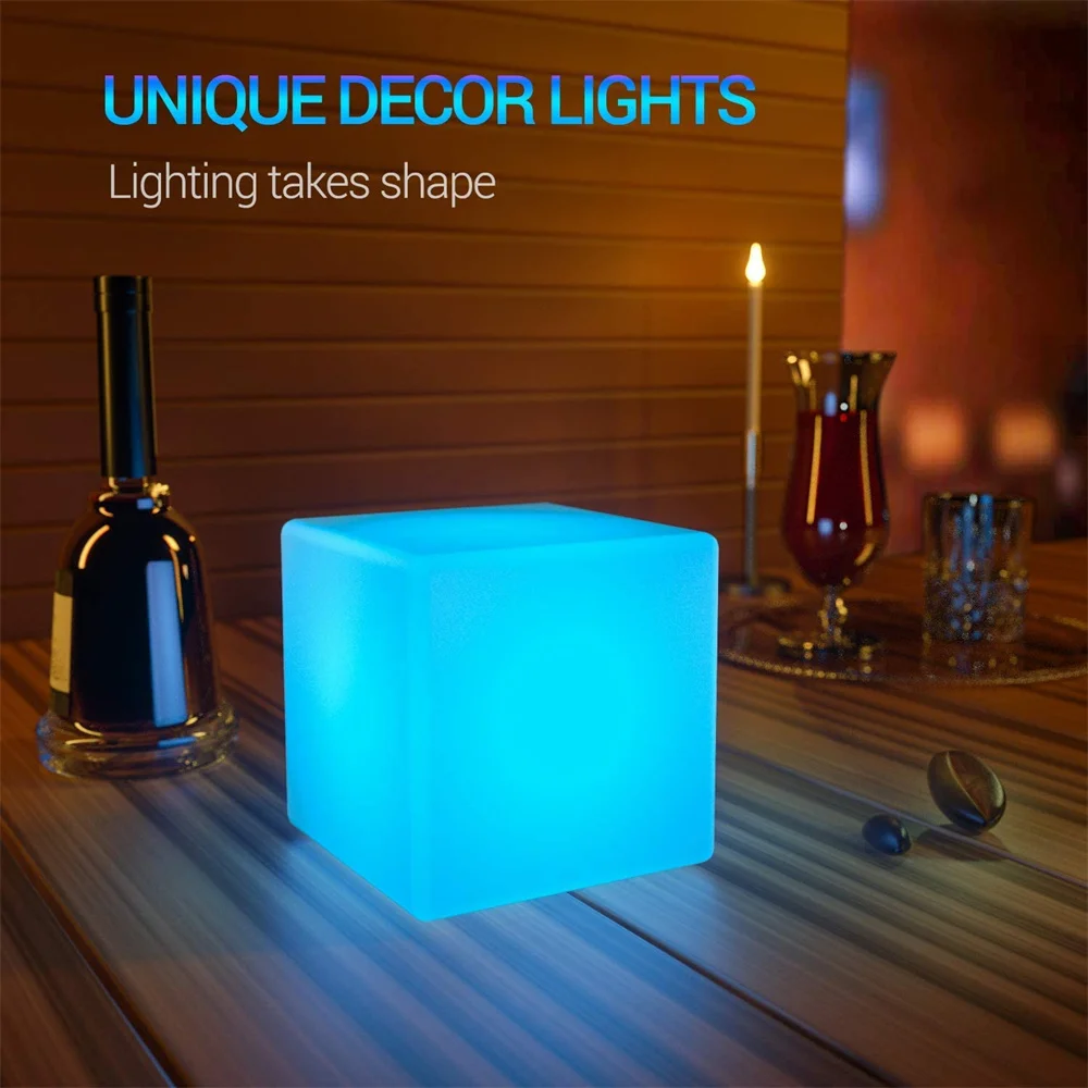 USB/Battery powered LED Square Night Lights IP68 Waterproof RGB Cosmic Cube Lights with Remote Control Mood Lamp