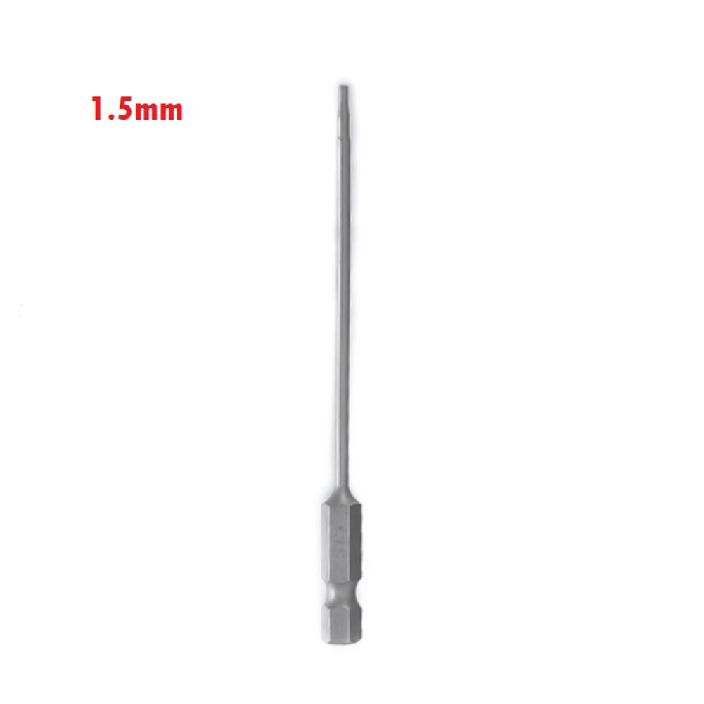 Prata Chave de fenda Bit para cabo ou brocas sem fio, Hex Shank, Hex Shank, Hex Shank, 1/4 "Hex, 100mm, punho magnético, Hexágono