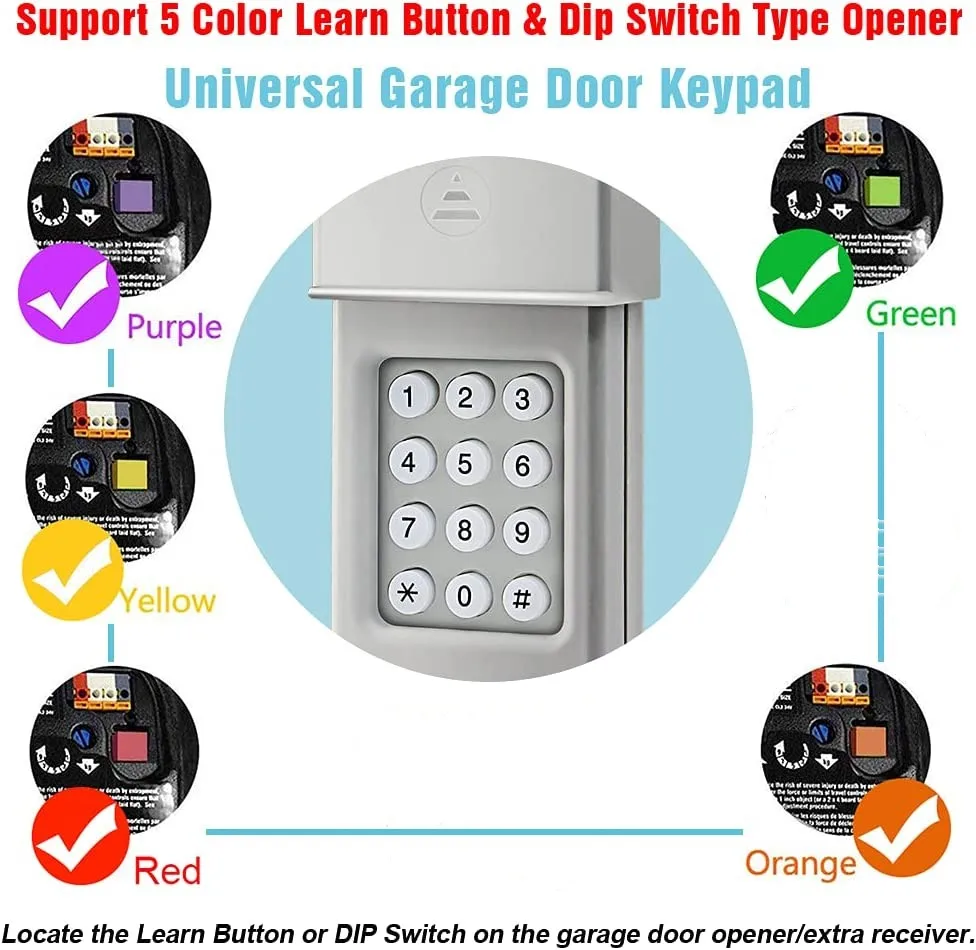 

Universal Wireless Keypad Garage Door Openers Rolling Code Keypad 310mhz 315mhz 390mhz 300mhz Gate Garage Door Remote Control