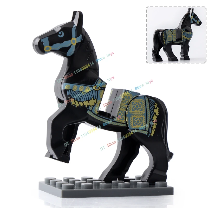 Military Cavalry Mounts Ancient War Horse Saddle Skeleton Horses Wolf Mount Animal Building Blocks Bricks Educational Toys Gifts