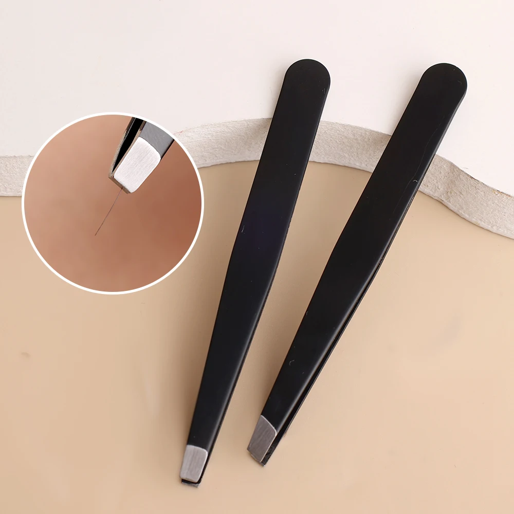 Professional Hair Removal Tweezers Stainless Steel Eye Brow Tweezers Slant Flat Point Face Harmless Eyebrow Clip Makeup Tools