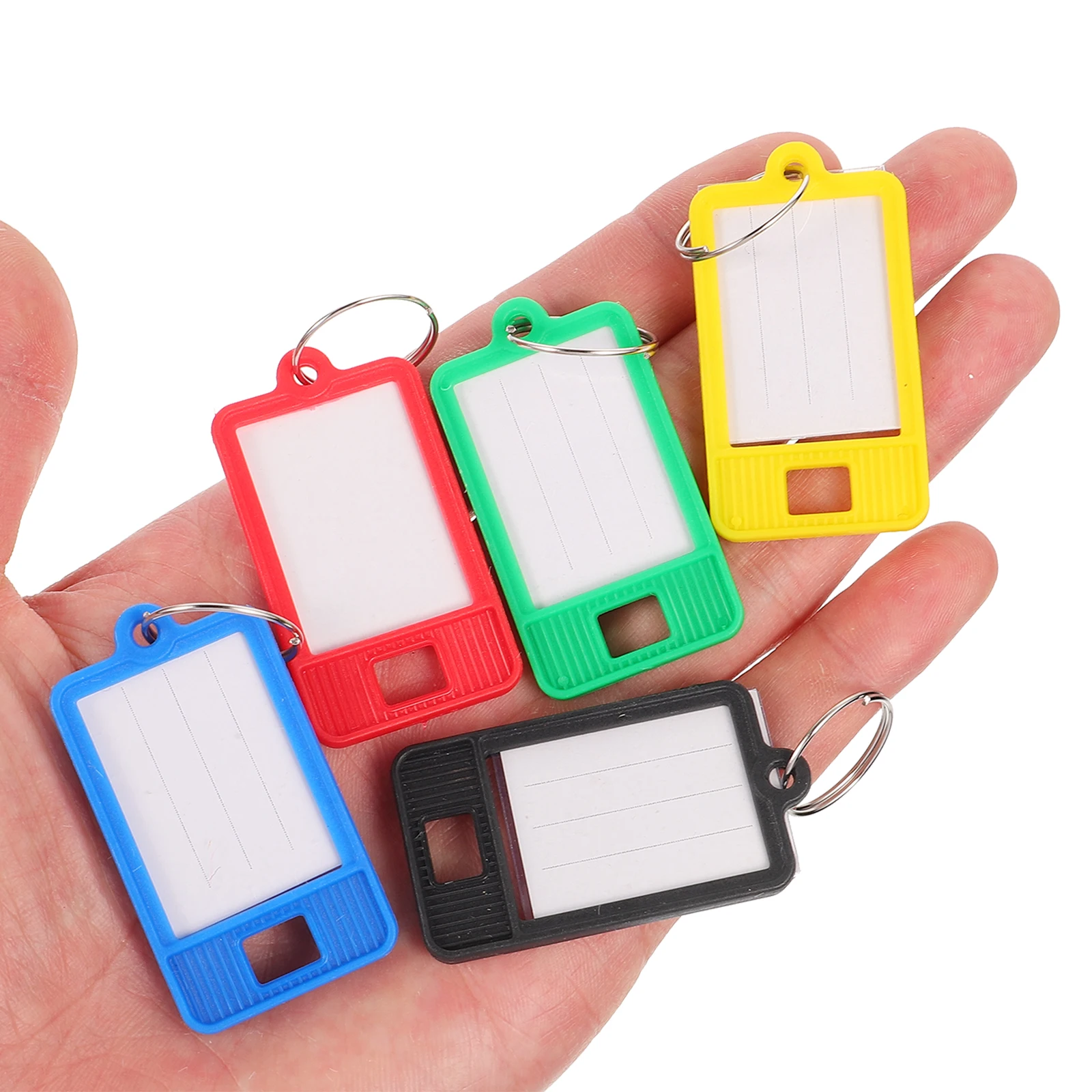 

50pcs Key Tags Colorful Plastic Reusable Labels for Keys Luggage Memory Sticks Pet Name Tags Ideal Handicraft Sewing