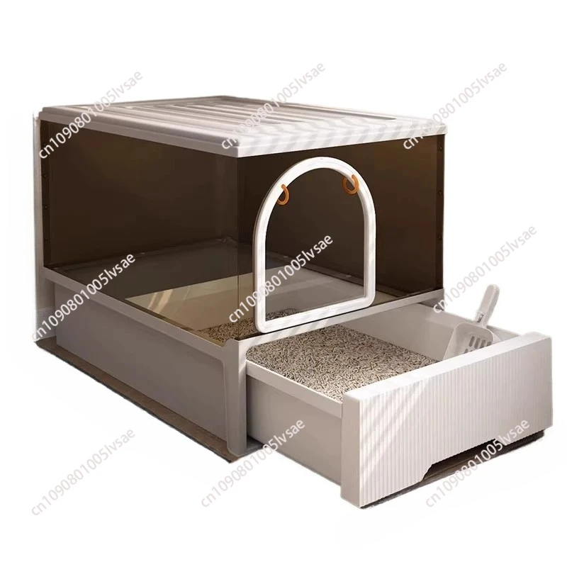 Litter Box Oversized Fully Enclosed Deodorant Deodorant Cat Toilet Extra Large Kittens Cat Litter Basin  Poop Basin