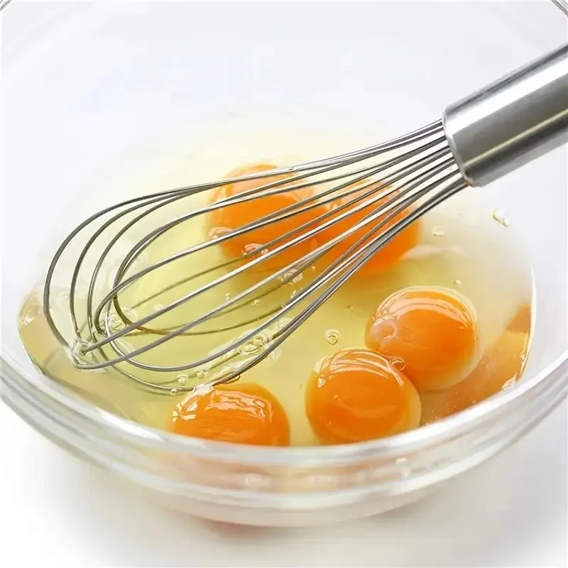 1pc, Whisk, Stainless Steel Egg Beater, Blender, Mixer, For Blending, Whisking, Beating And Stirring, Baking Tools, Kitchen Gadg