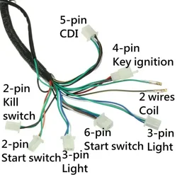 Electric Wiring Harness For Chinese ATV UTV Quad 4 Wheeler 50/70/90/110cc/125cc High Quality And Brand New Car Replacement Parts