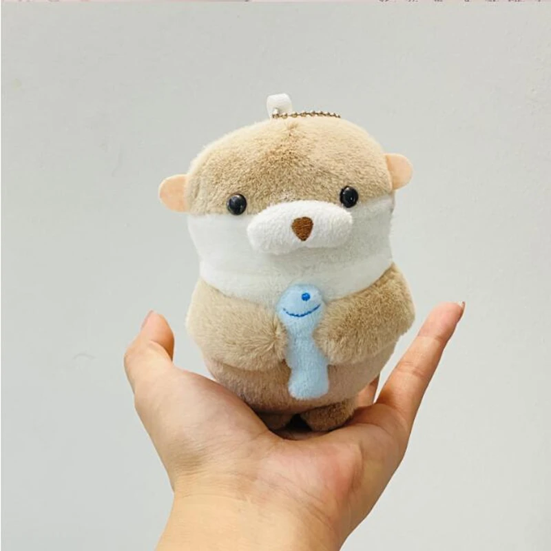 12cm 허그 피쉬 수달 인형 귀여운 플러시 펜던트 슈퍼 귀여운 인형 여자친구와 베스트 프렌드를 위한 선물 장식용 백팩 펜던트 장난감