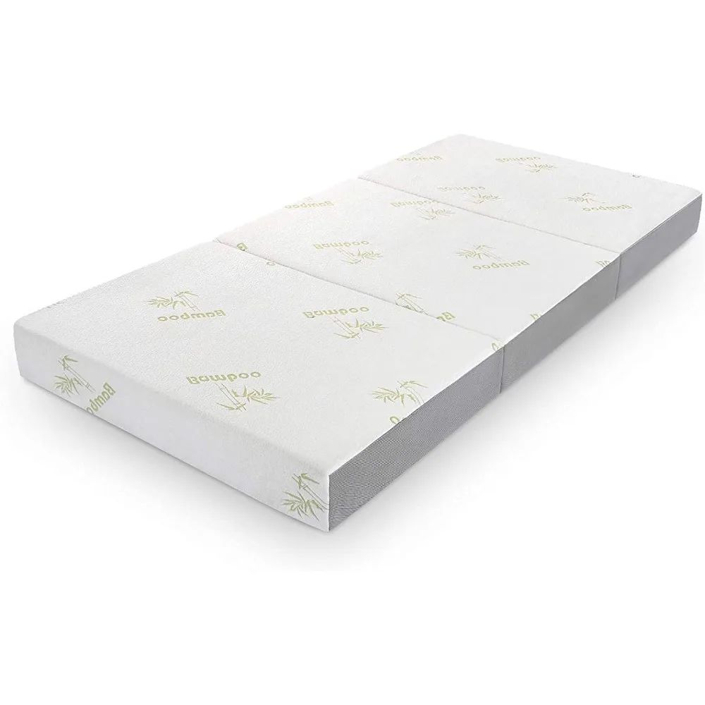 

Queen Folding Mattress, 6 Inch Trifold Memory Foam Mattress With Ultra Soft Removable Cover, Foldable & Portable Queen Size Bed