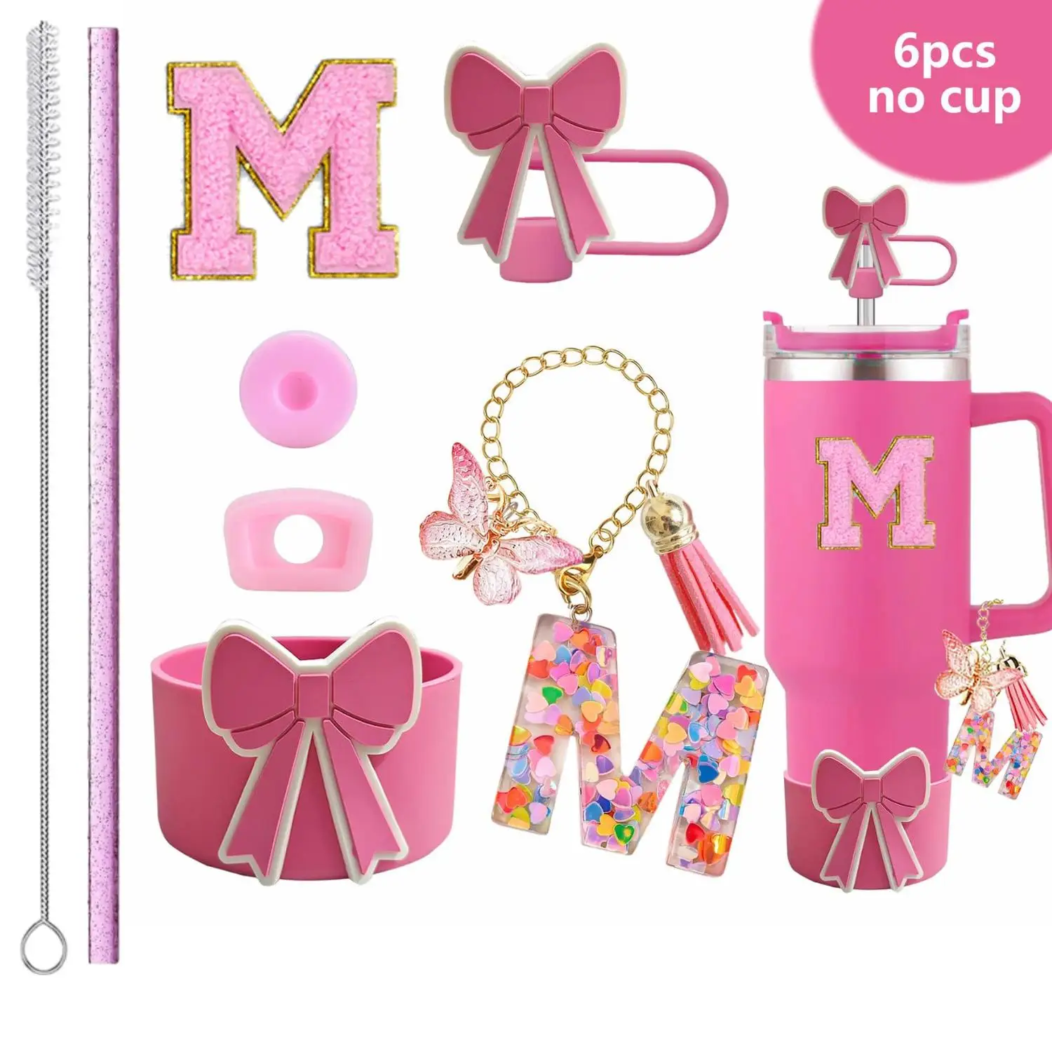 For Stanley Chain Holder with 26-Letter Sequin Pendant Gold Embroidered English Letter Leak Stopper Towel