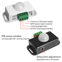 1x DC 12V 24V 8A Automatic Adjustable PIR Motion Sensor Switch IR Infrared Detector Light Switch Module For LED Strip Light Lamp