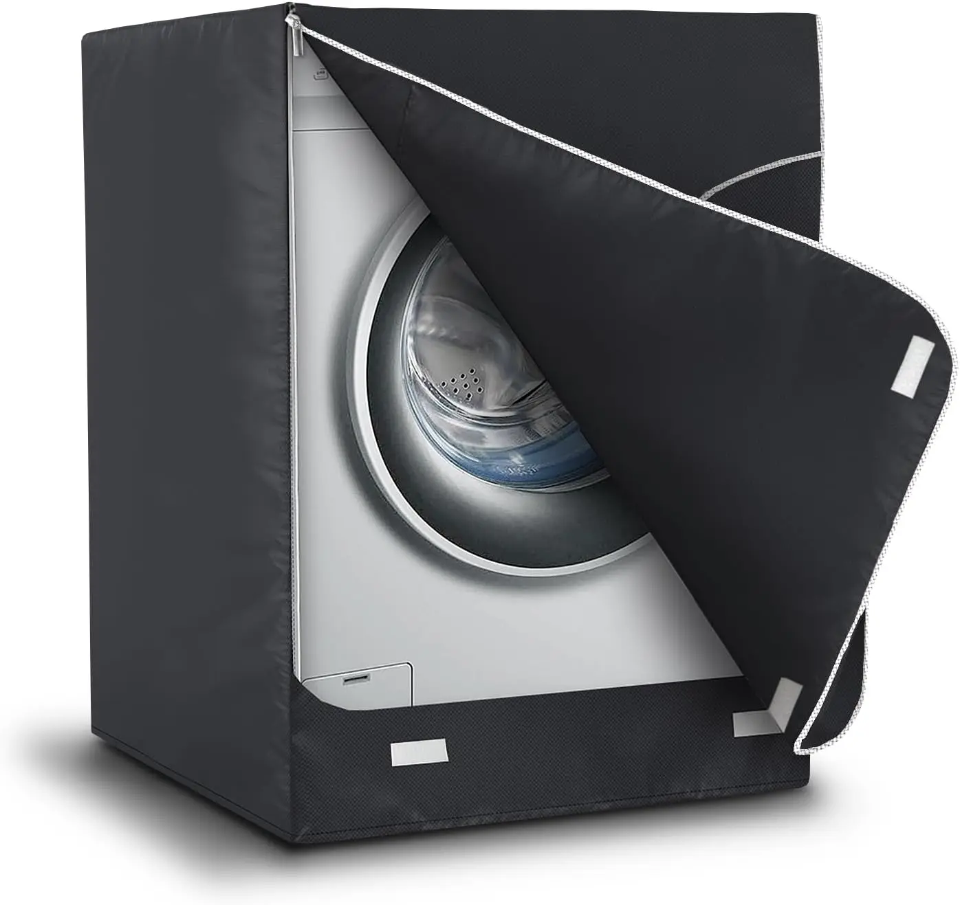 

Waterproof Front Load Washer Dryer Cover, Heavy Duty Oxford Fabric, Dustproof Anti-UV Protection for Outdoor Use - Black