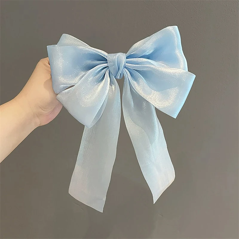 

New Fashion Black‑White Yarn Bow Spring Hair Clip For Women Girls Back Head Hairpin Hair Accessories