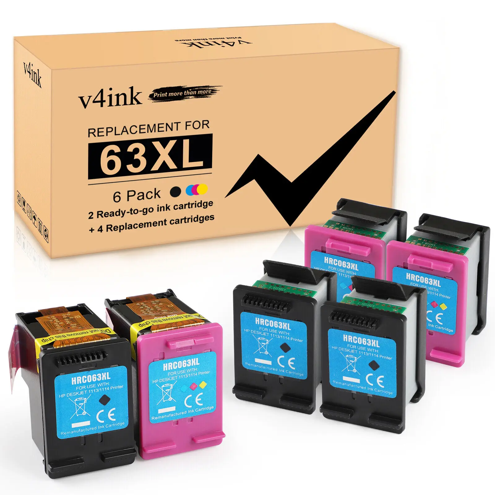 Cartucho de tinta de Color remanufacturado 63XL para HP DeskJet 3630, 3632, 1112, 2132, 4655