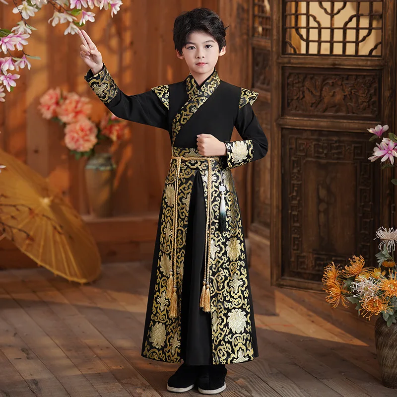 Child Chinese Traditional Knight-Errant Style Improved Hanfu Stage Costume Boy Fashion Handsome High Quality Tang Suit