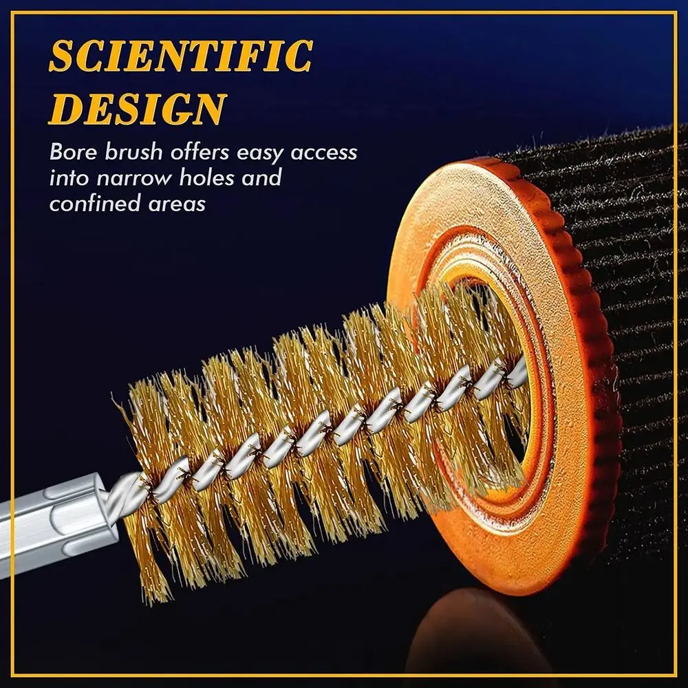 

1/6Pcs Stainless Steel Steel Bore Brush Washing Polishing Tools 1/4 6.35mm Hex Shank Twisted Wire Borebrush With Handle 8-19mm