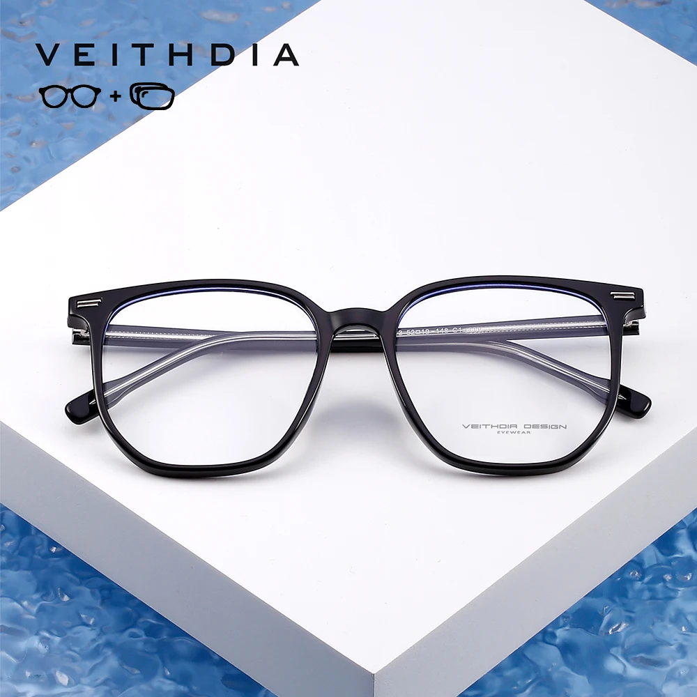 VEITHDIA Customize Myopia Photochromic fashion Anti Blue Ray Progressive Men Prescriptionomputer Glasses frame For Female P0713