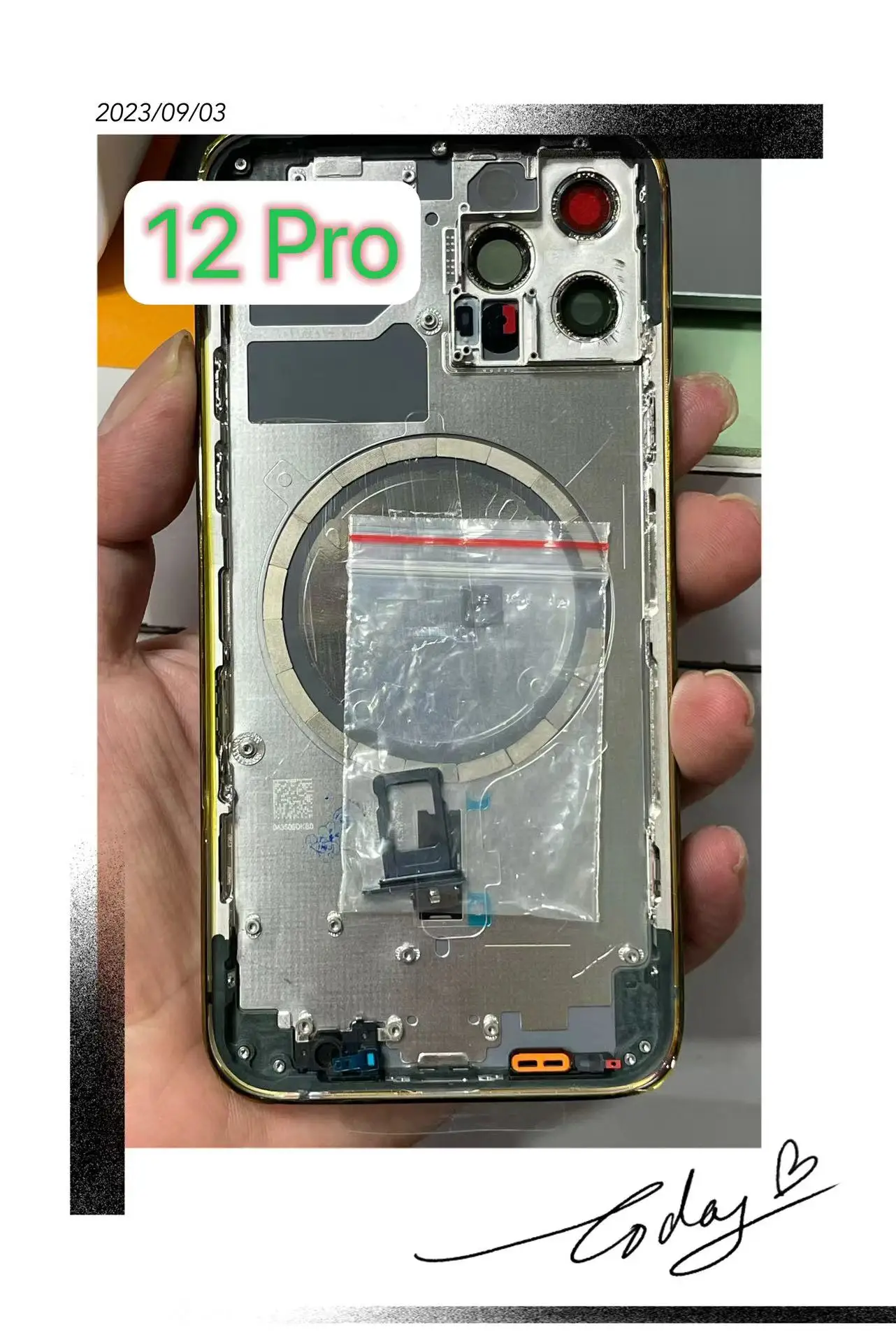 12Pro Housing with Button and SIm Tray,with Back Cover Glass