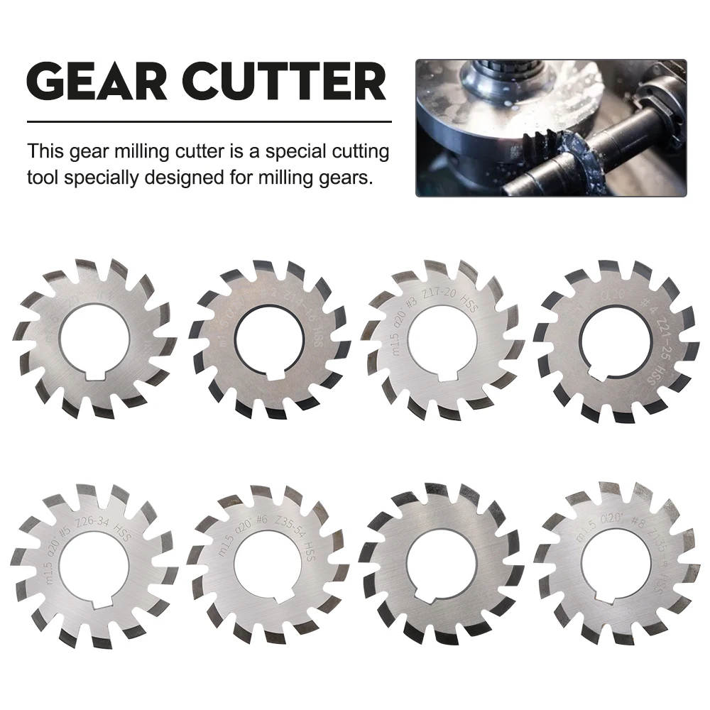 XCAN Milling Cutter HSS Involute Gear Cutter M1 M1.25 M1.5 M1.75 M2 M2.5 M3 M4 Modulus PA20 Degrees NO.1-NO.8 Gear Cutting Tools