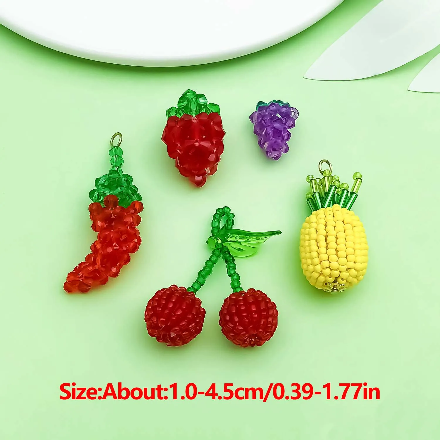 2/5pcs Beaded Weaving Fruits Charms Pendants for DIY Bracelets Necklaces Earrings Jewelry Making Accessories