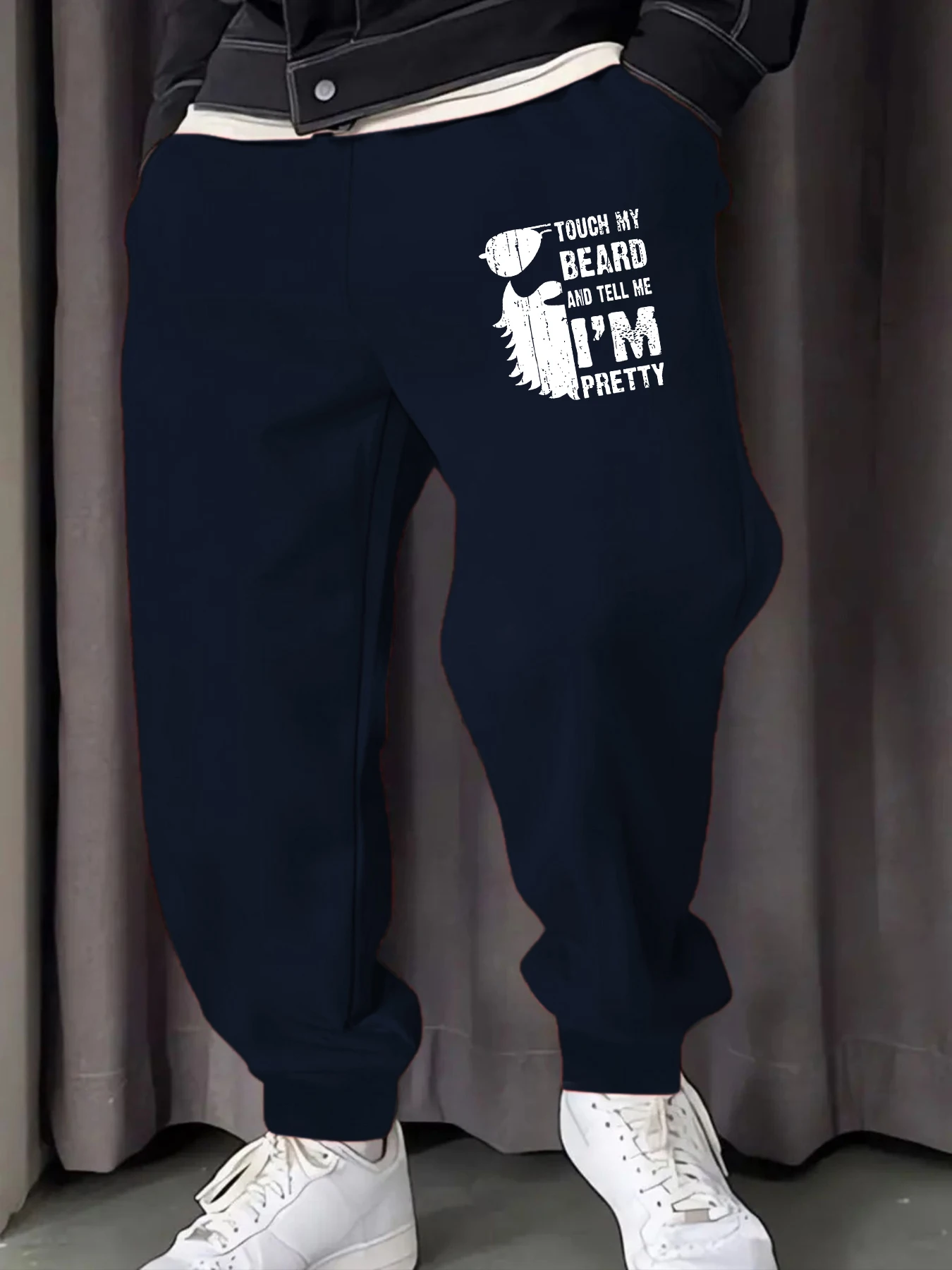 

Please Praise My Beard Funny Printing Man Sweatpants Pocket Comfy Long Pants Comfortable Basic Trousers Y2K Elastic Waist Pants