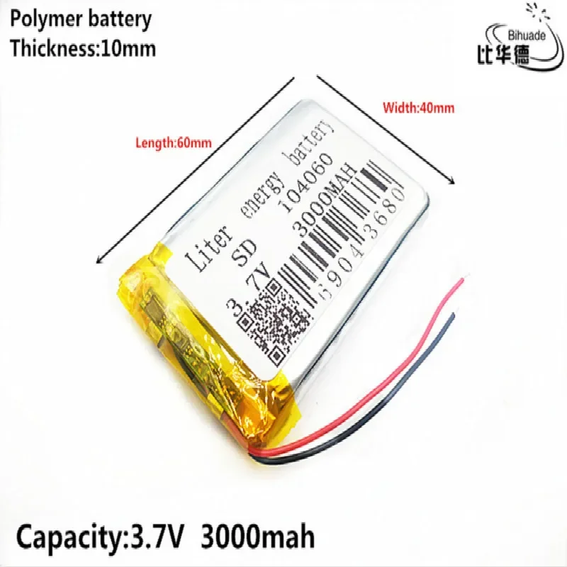 Liter energy battery Good Qulity 3.7V,3000mAH 104060 Polymer lithium ion / Li-ion battery for tablet pc BANK,GPS,mp3,mp4