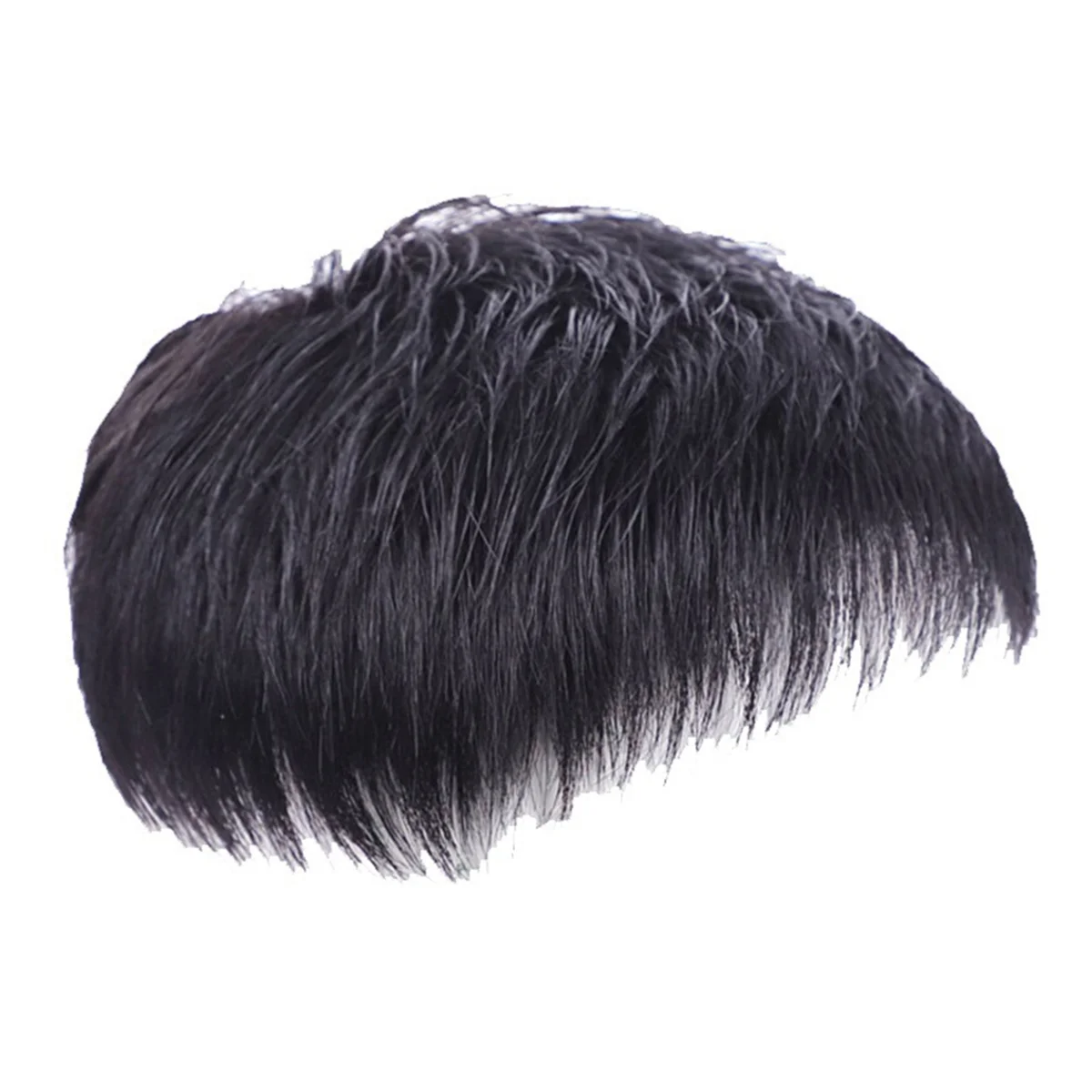 Men'S Natural Black Short Wigs Straight Wig Hair Clip-on Toupee Hair Men the Top of the Wigs Replacement Wigs(A)