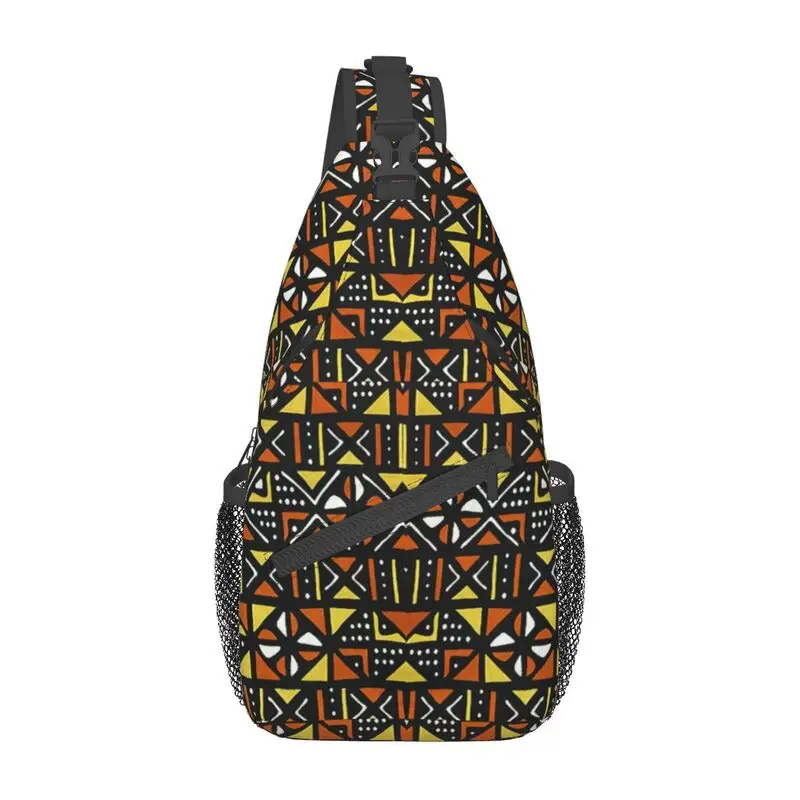 Bogolan Mudcloth African Pattern Sling Crossbody Chest Bag Casual Africa Ethnic Tribal Art Shoulder Backpack for Camping Biking