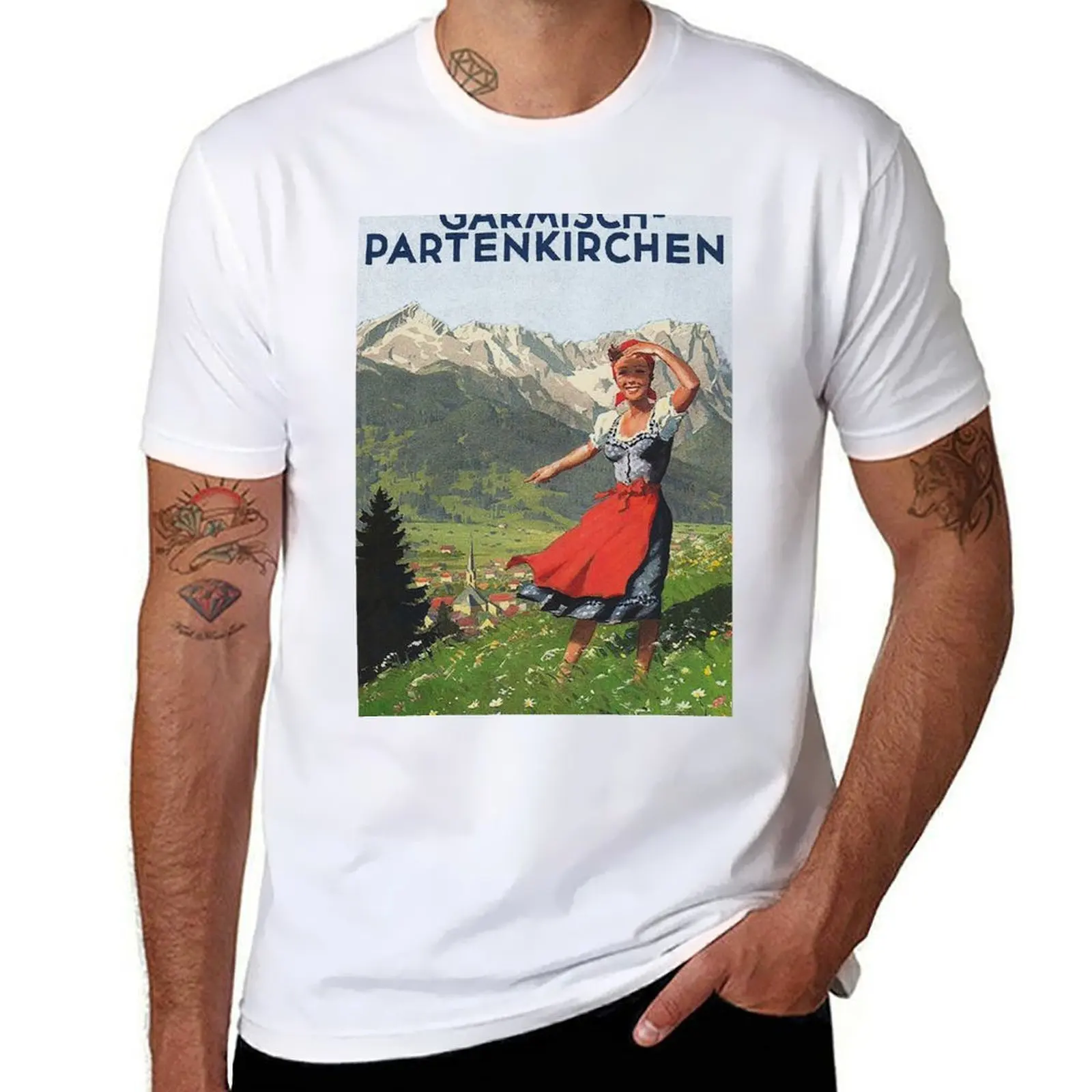 

Garmisch Partenkirchen... vintage tourist poster T-Shirt man t shirts for men t shirts for man pack cotton T-Shirt