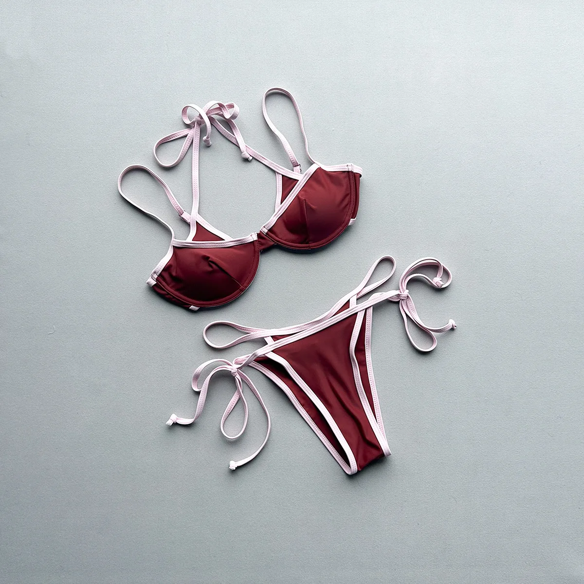 sexy patchwork push up micro bikinis sets two pieces halter tie thong swimsuits bathing suit swimwear biquini tankini trikini
