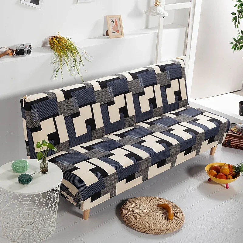 Sofa Bed Cover Armless Printed Foldding Elastic Couch Bench Slipcover for Home Hotel Banquet Office Modern Big Sofas Fundas Sofa