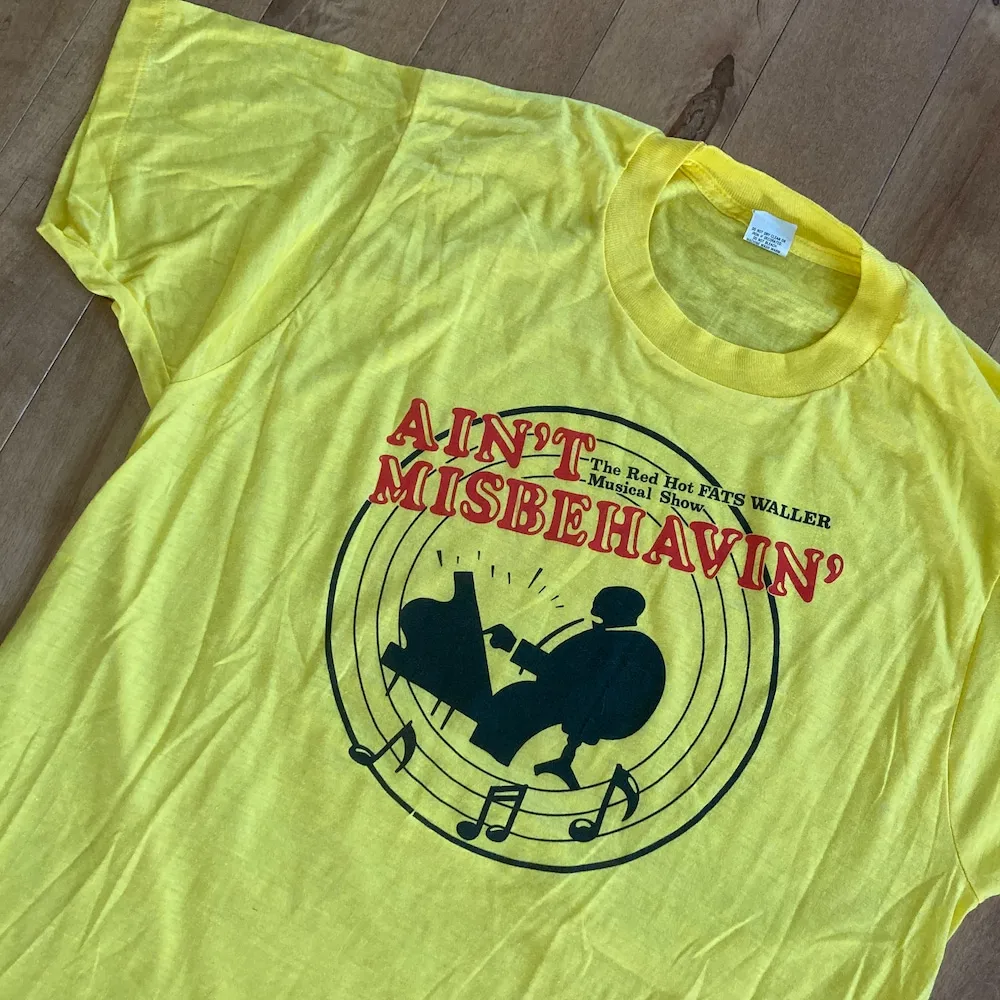 1980'S Fats Waller Musical Promo T Shirt Rare Screenstars Tag Xl Yellow American Jazz Pianist