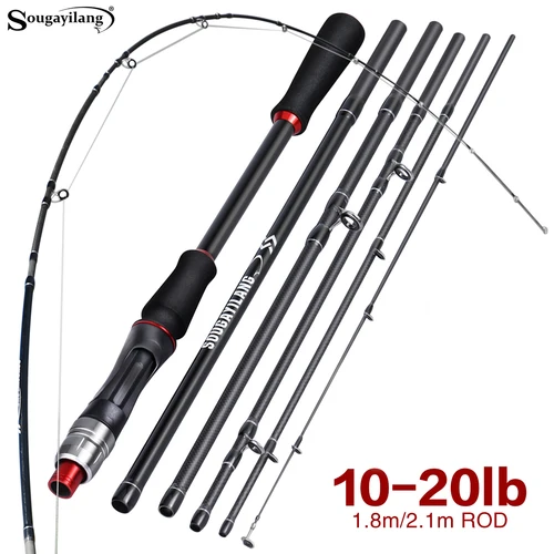 Caña de pescar portátil Sougayilang, 1,8 m/2,1 m, Material de carbono, agarre cómodo, caña de pescar giratoria/fundida al aire libre, señuelo Wt. 10-30g