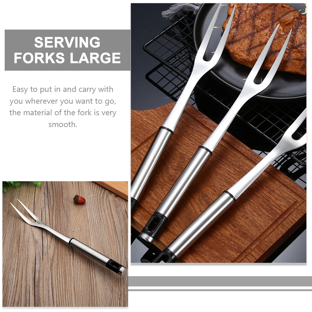 

Stainless Steel BBQ Fork Meat Roasting Tool Large U Shape Grill Skewers Camping Party Kitchen Equipment Serving Steak Chicken