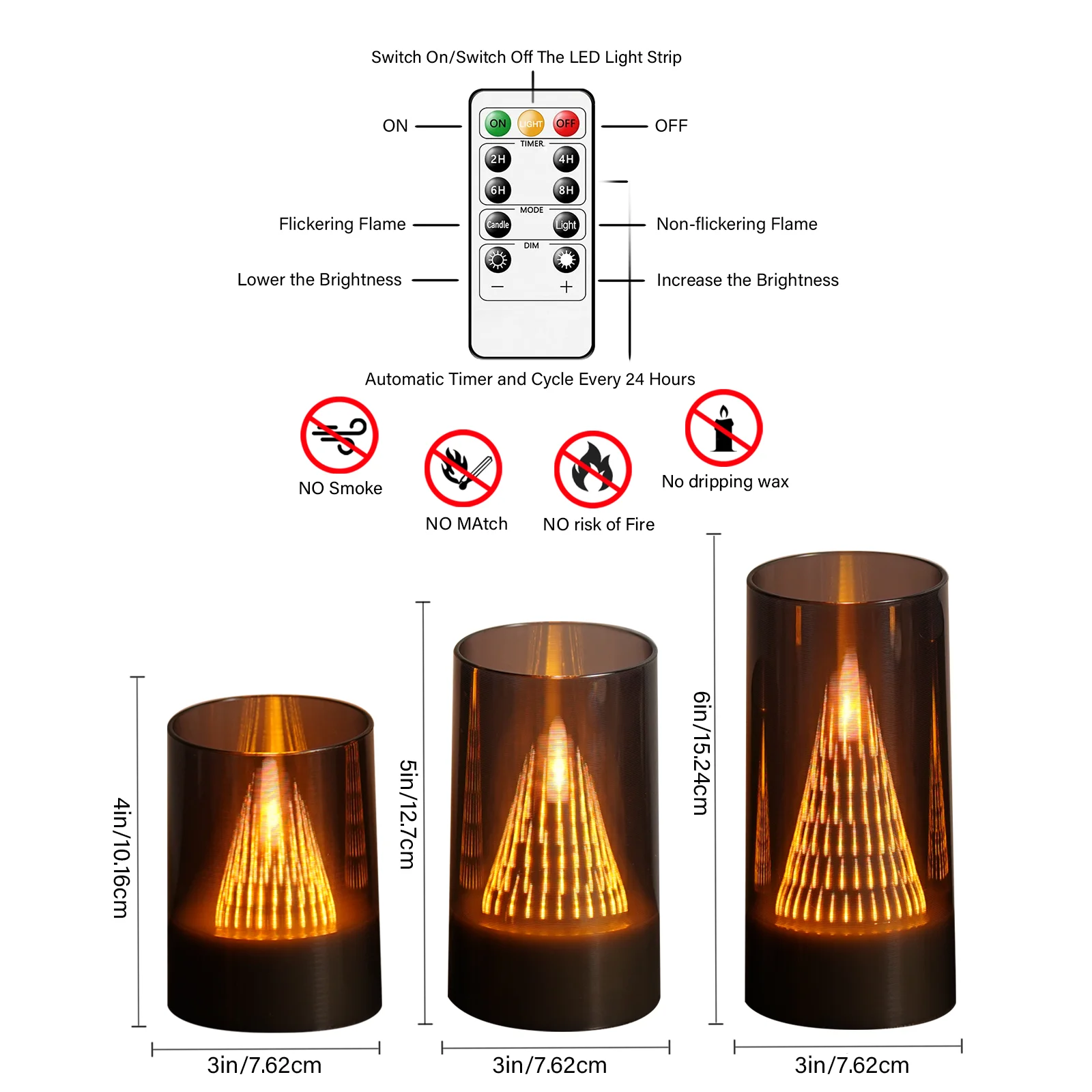 Multicolor Acrylic Flameless LED Electronic Candles Volcano Lamp Timer Dimmable Flickering for Easter Halloween Xmas New Year image 2