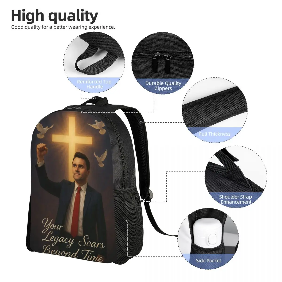 Charlie Kirk Angelic Advocate Little Kids Backpack for Girls Boys Toddler Cute Kindergarten Backpacks School Bag