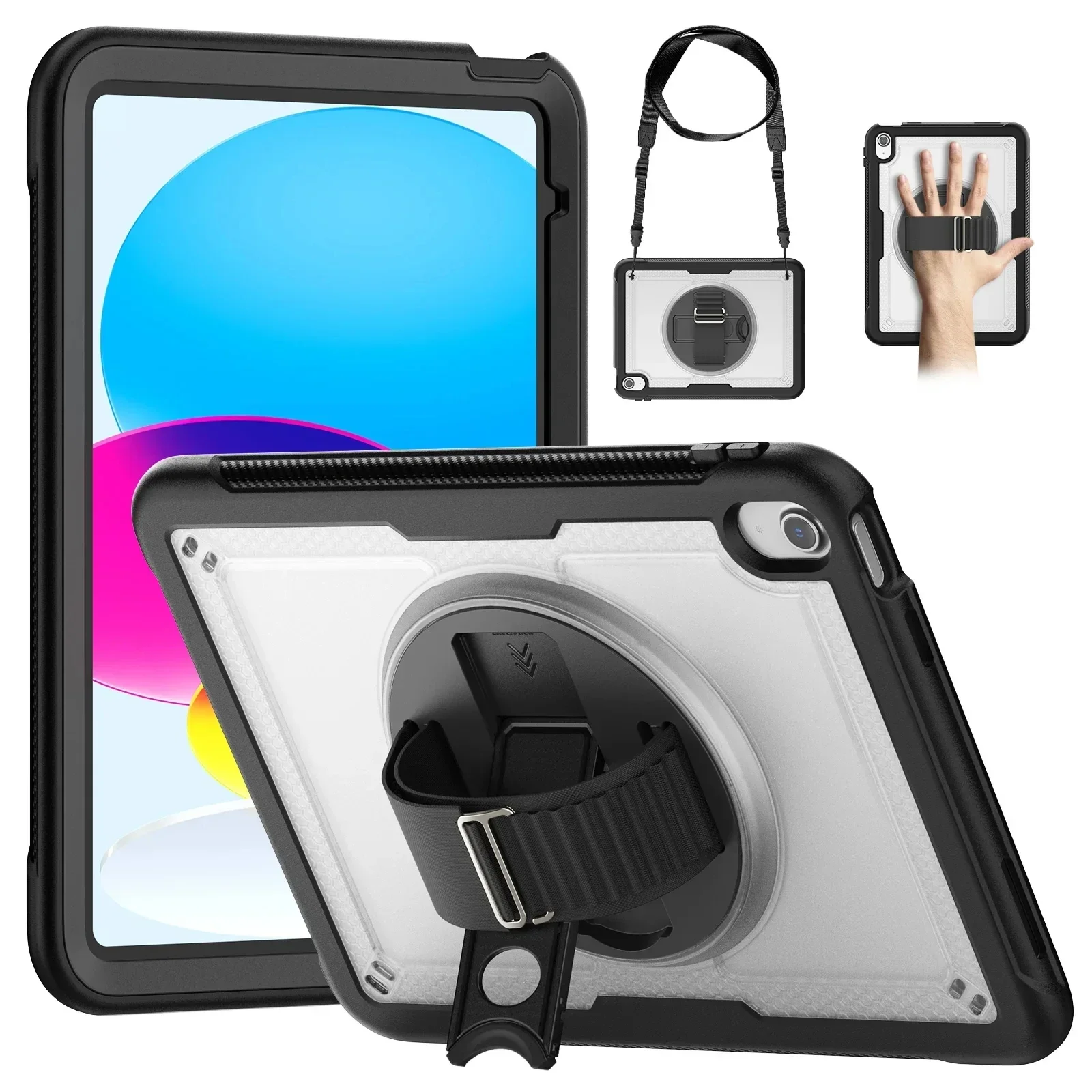 Shockproof Case For iPad A16 11th 10th Generation Pro11 Air 4 Air 5 10.9  7th 8th 9th Gen 10.2 Air 3  Armor Tablet Stand Cover